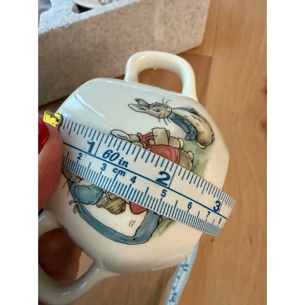 Wedgwood Peter Rabbit 2 Piece vintage Set White China Mug and Oatmeal Bowl Boxed